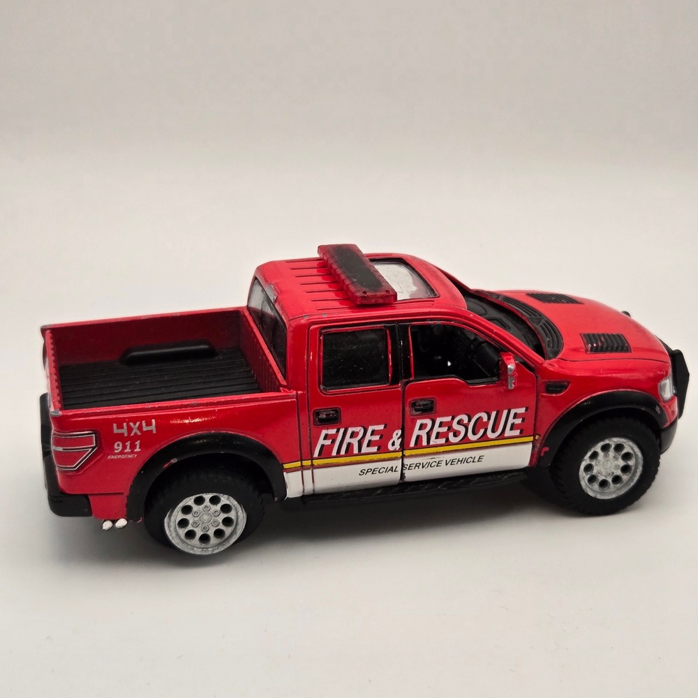 Kinsmart Kids Ford F-150 SVT Raptor Fire Rescue Truck Diecast Toy